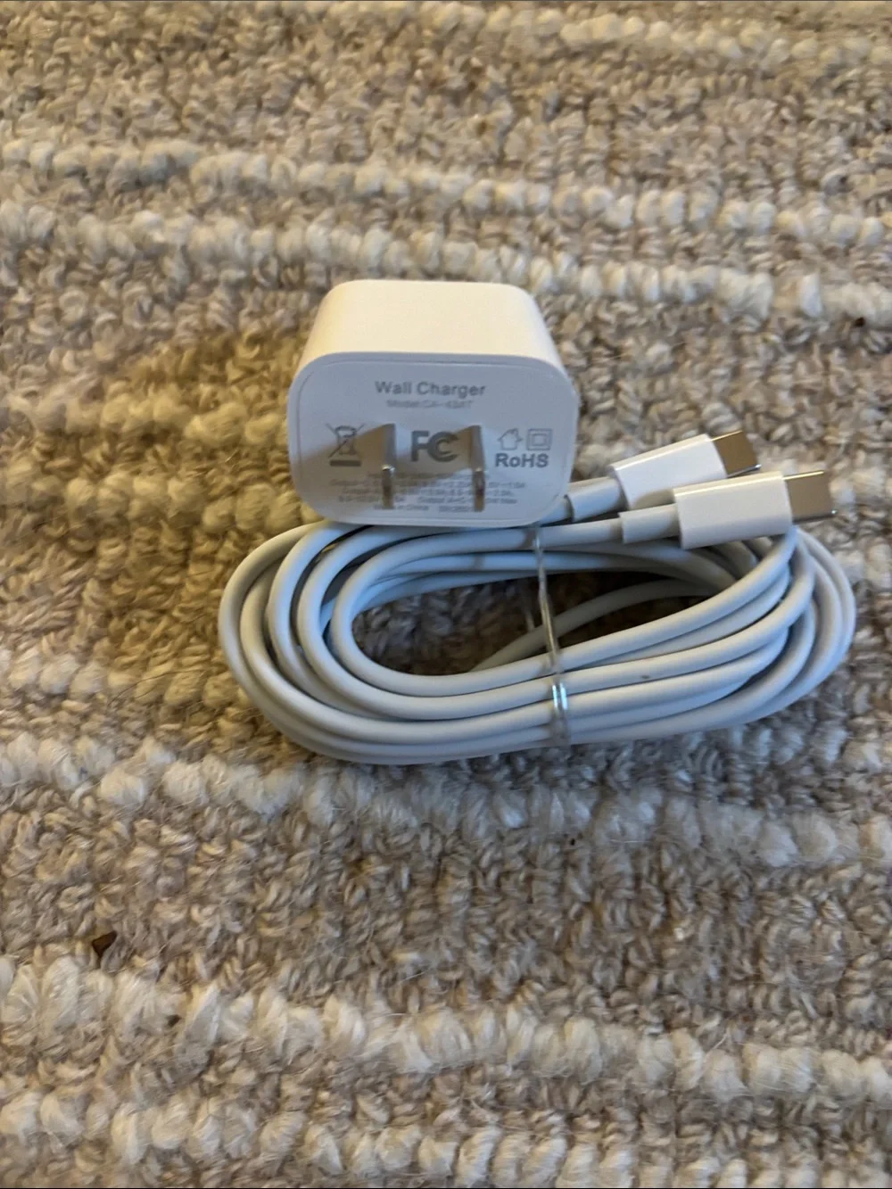 White USB-C Fast Charging Wall Adapter and Cable